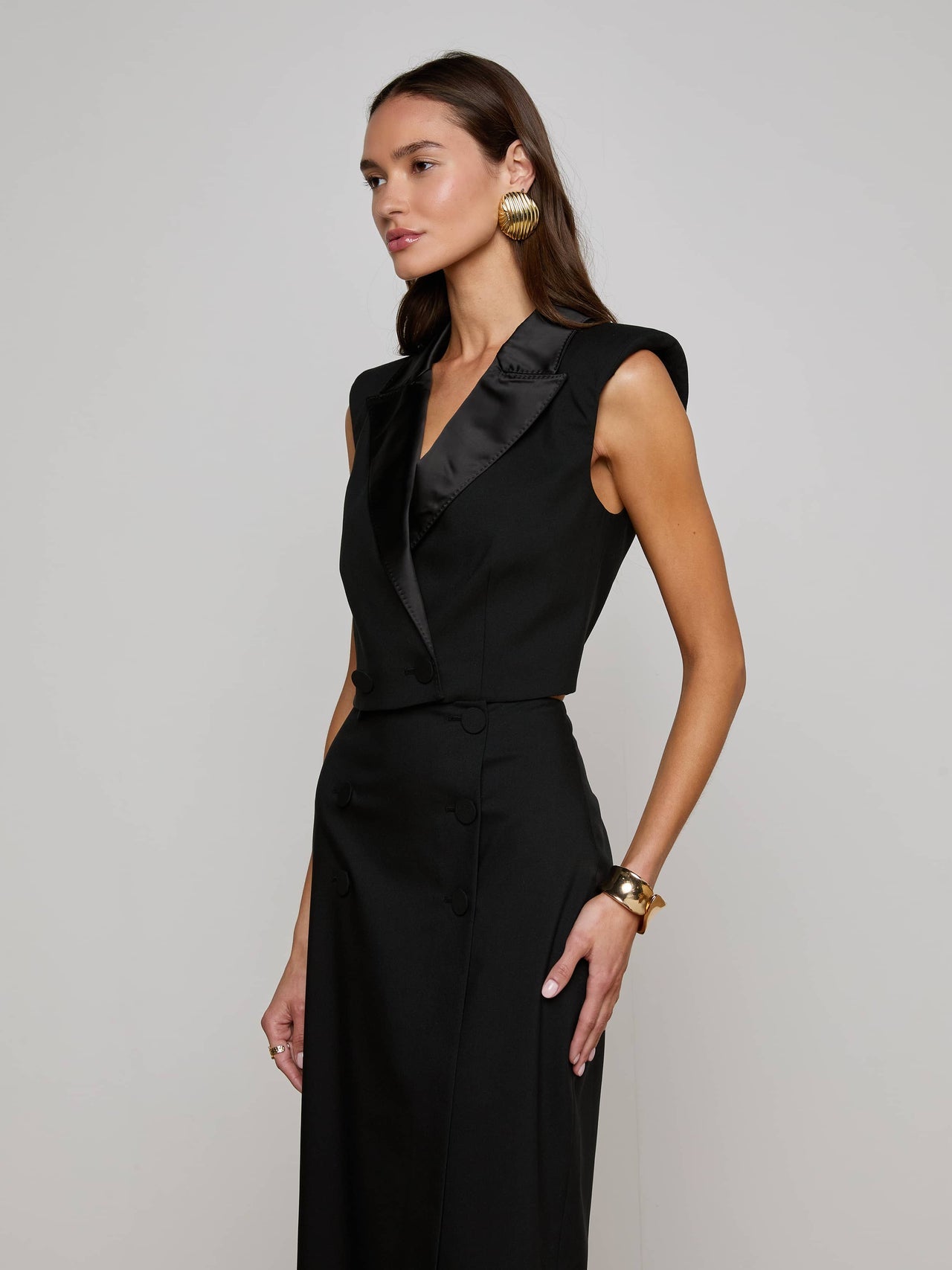 Hollis Vest in Black | L'AGENCE Women