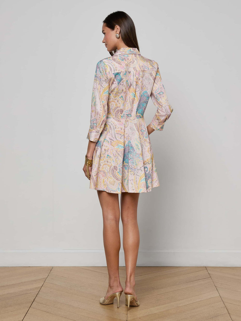 Meadow Mini Shirt Dress in Multi Western Paisley | L'AGENCE online