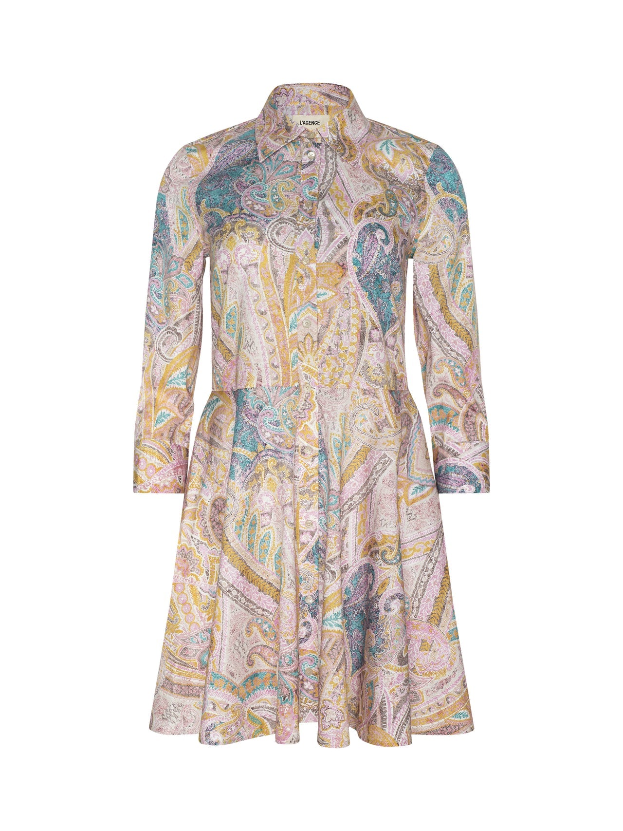 Meadow Mini Shirt Dress in Multi Western Paisley | L'AGENCE online