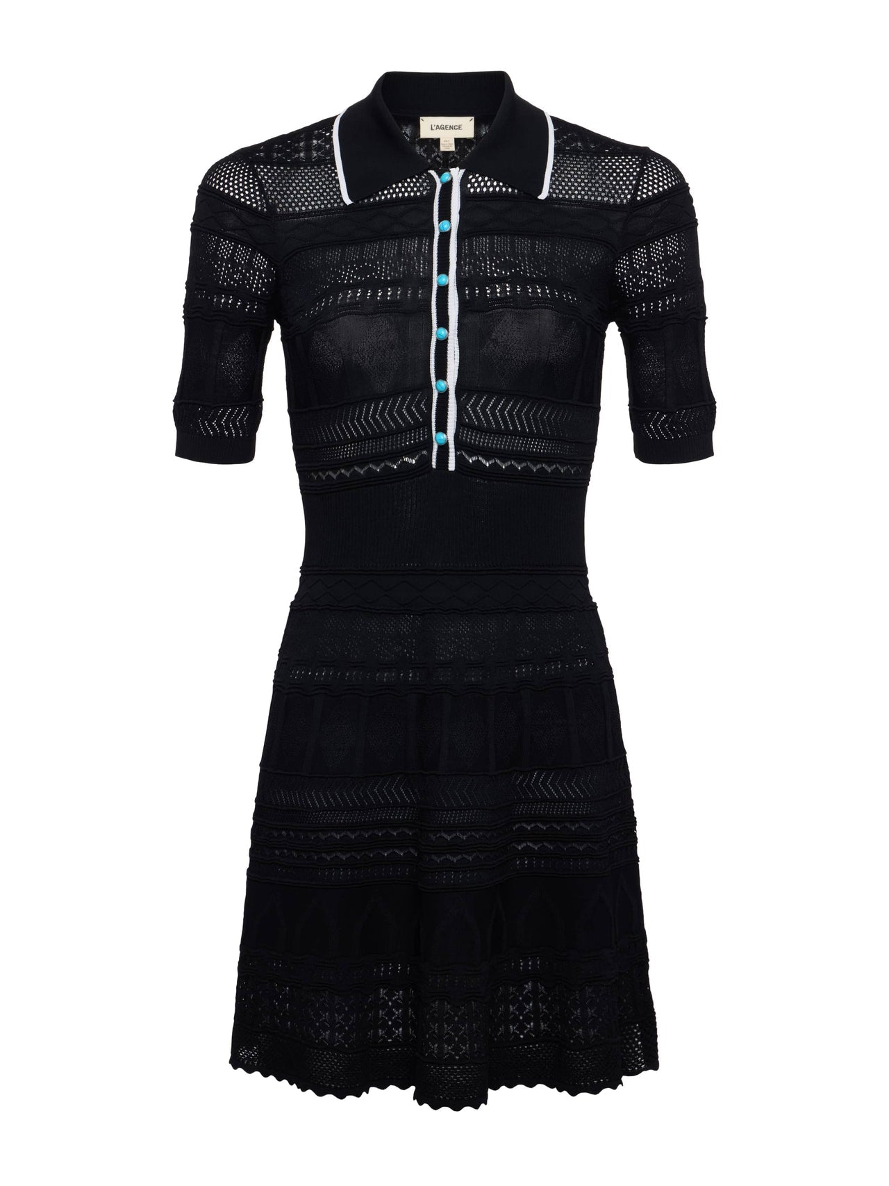 Dakoa Knit Mini Dress in Black/White | L'AGENCE US