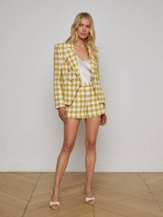 Ashton Houndstooth Tweed Short, Ceylon Yellow/Ivory | L'AGENCE discount