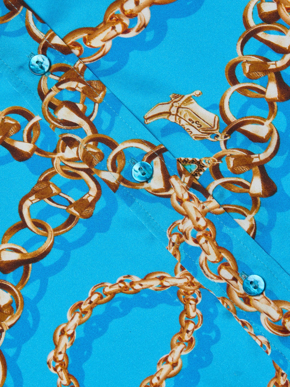 Dani Silk Blouse in Dresden Blue/Gold Multi Southwest Chain | L'AGENCE online