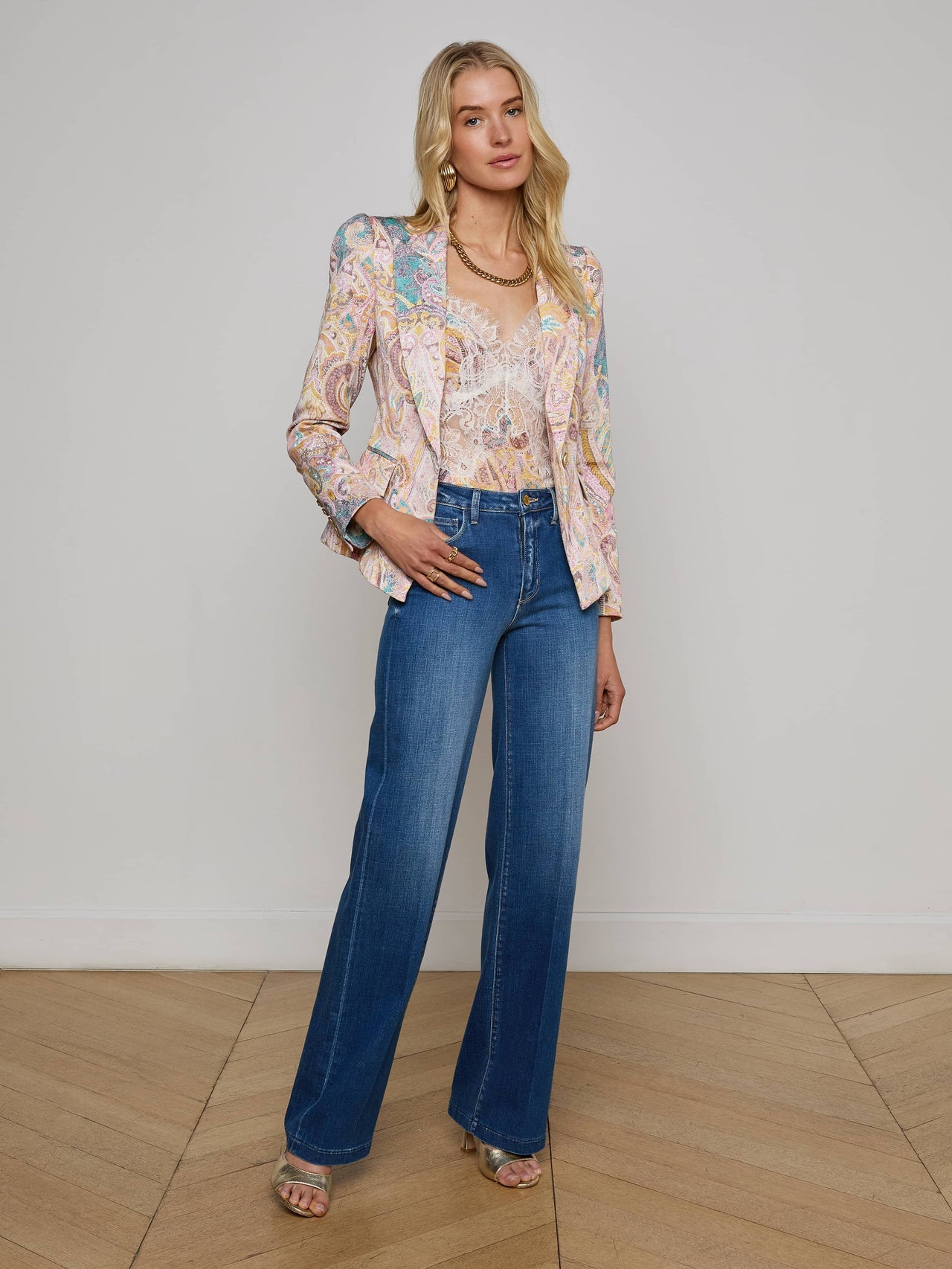 Kaisley Blazer in Multi Western Paisley | L'AGENCE for sale