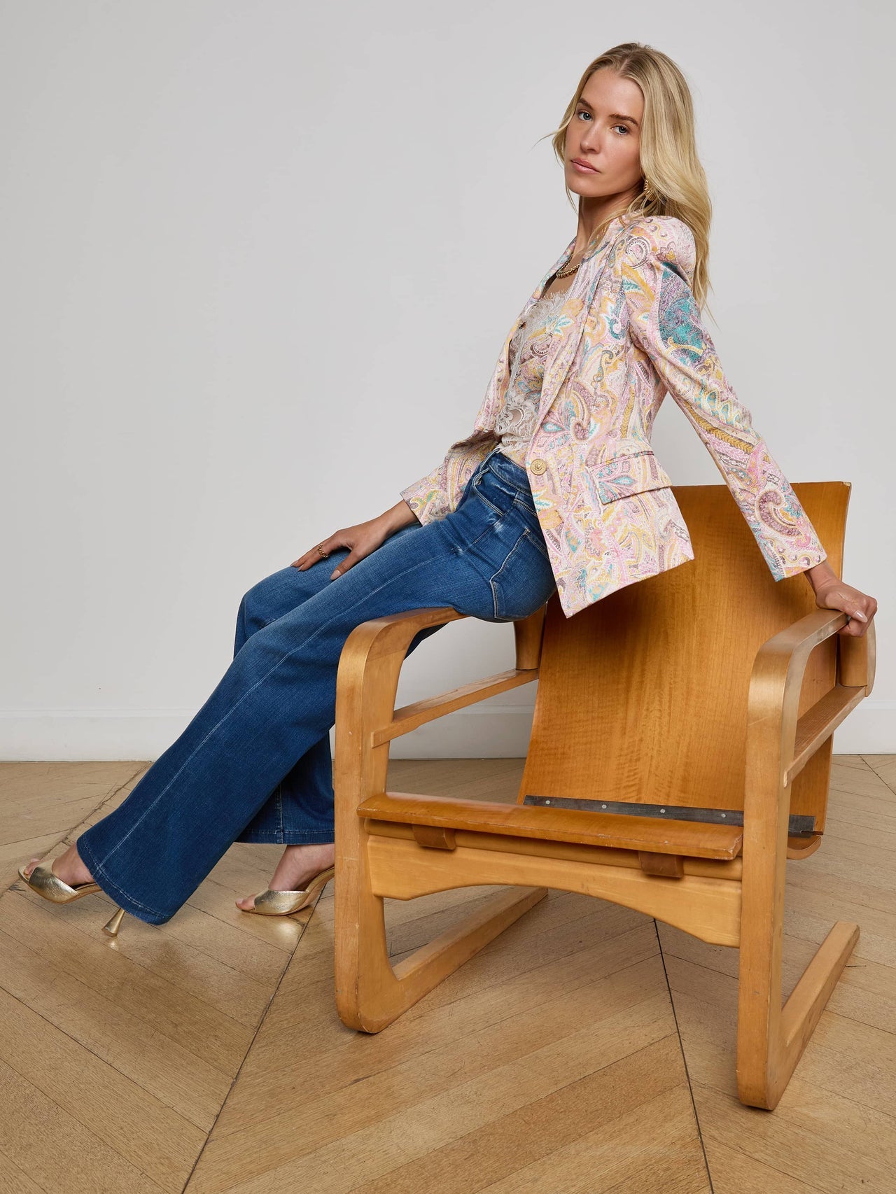 Kaisley Blazer in Multi Western Paisley | L'AGENCE for sale