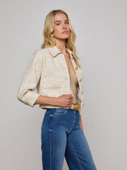 Jia Sequined Tweed Jacket in Ecru Multi Color Sequin Tweed | L'AGENCE online