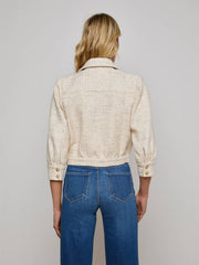 Jia Sequined Tweed Jacket in Ecru Multi Color Sequin Tweed | L'AGENCE online