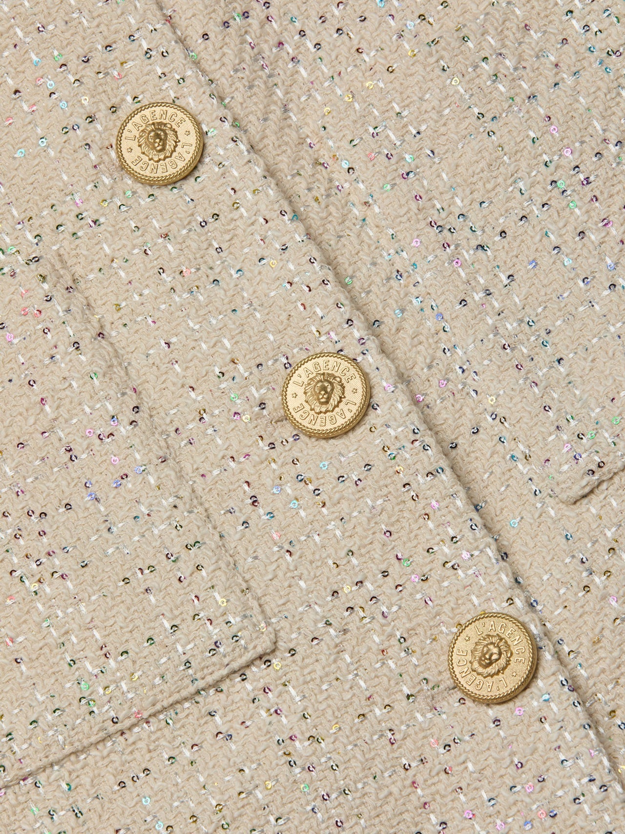 Jia Sequined Tweed Jacket in Ecru Multi Color Sequin Tweed | L'AGENCE online