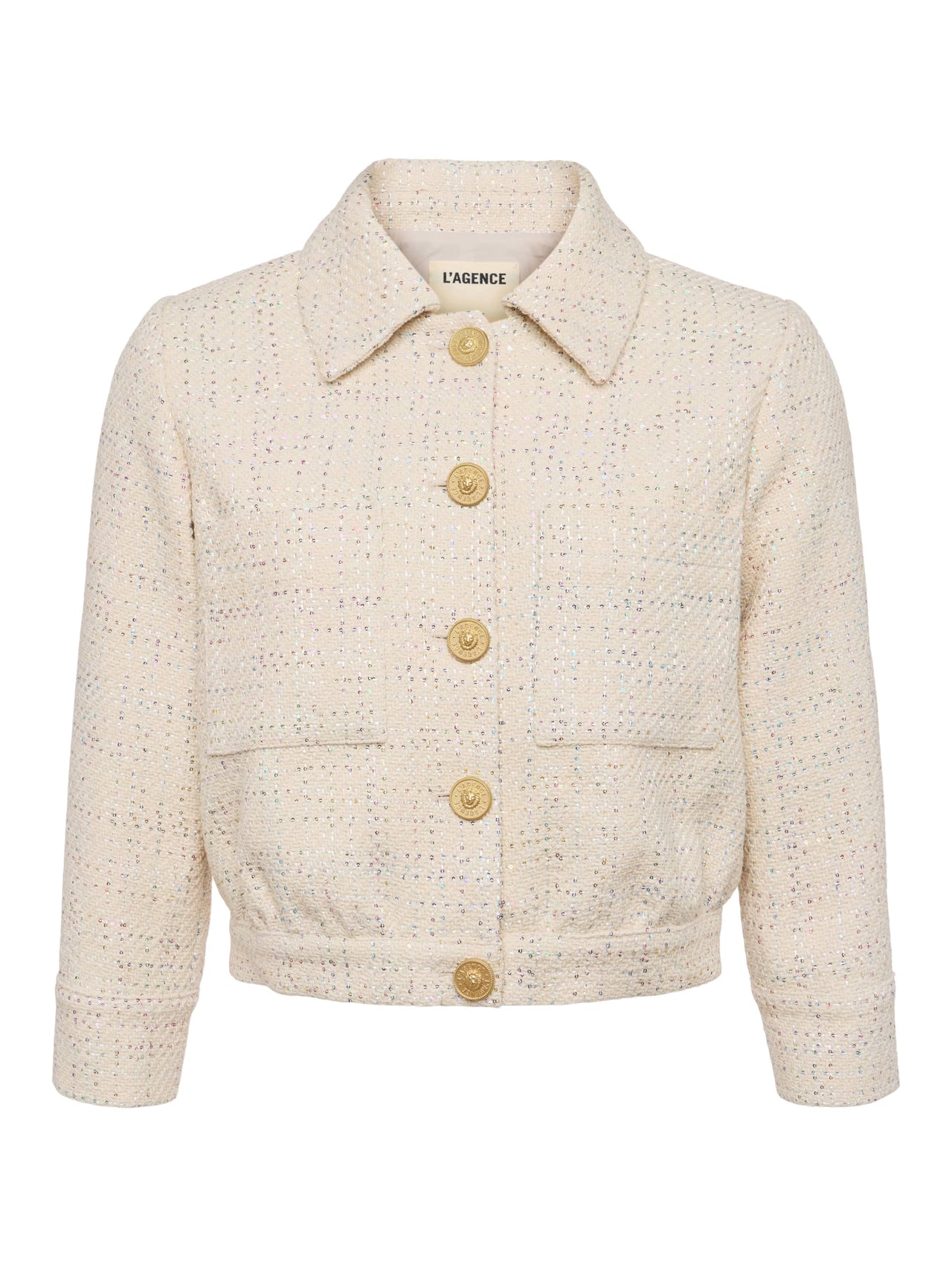 Jia Sequined Tweed Jacket in Ecru Multi Color Sequin Tweed | L'AGENCE online