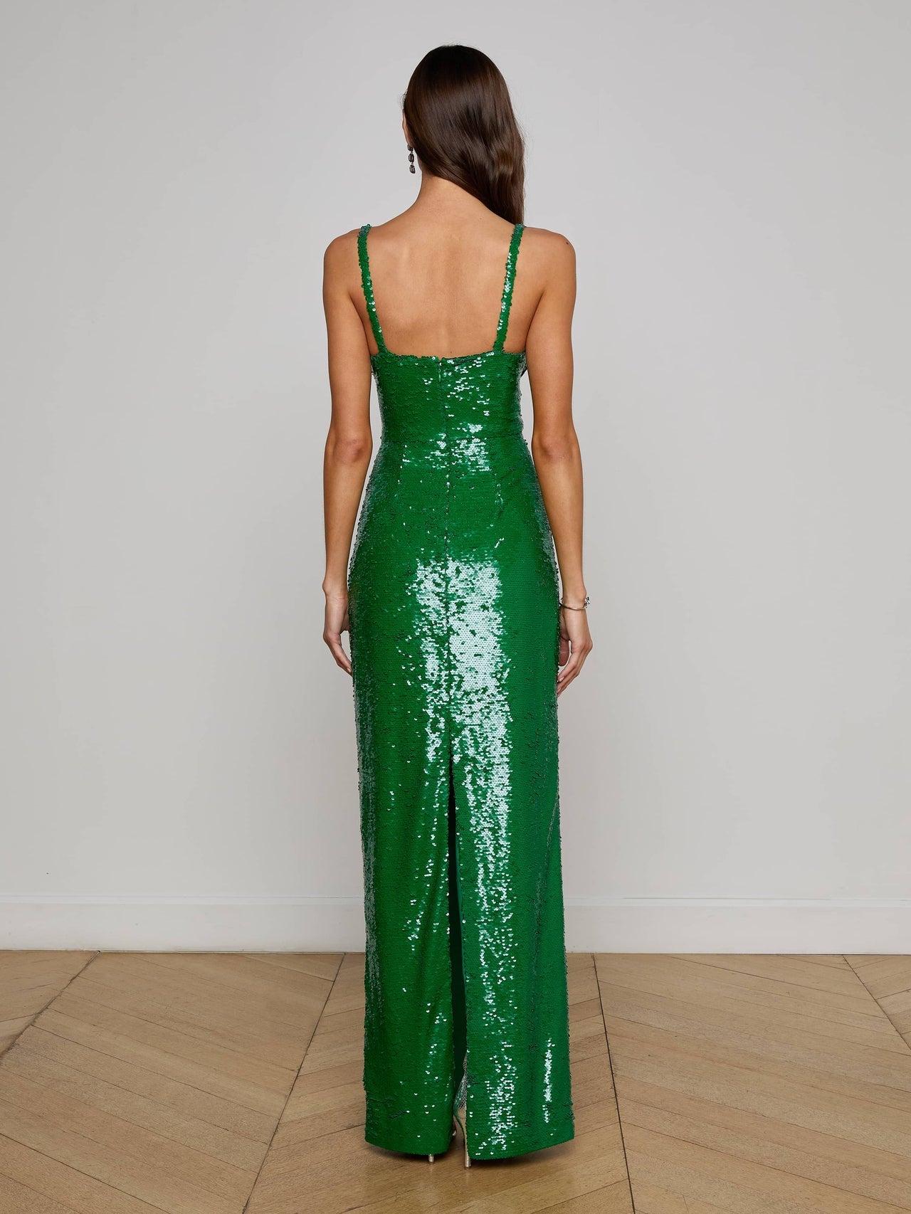Karma Sequin Maxi Dress in Green Sequin | L'AGENCE sale