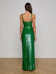 Karma Sequin Maxi Dress in Green Sequin | L'AGENCE sale