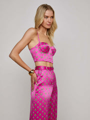 Sonya Silk Bustier in Fuchsia/Turquoise Southwestern Geo | L'AGENCE near me