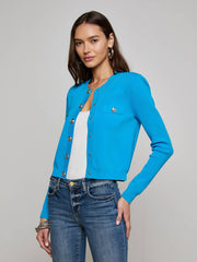 Toulouse Cardigan in Dresden Blue/Nickel | L'AGENCE sale