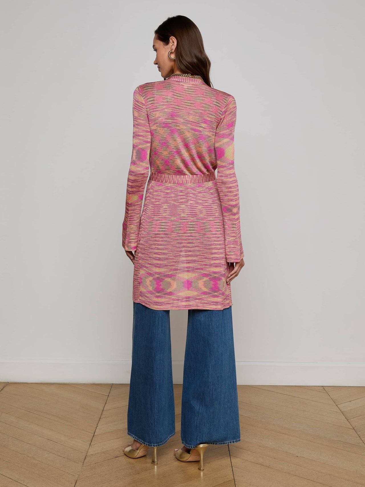 Neve Cardigan in Pink/Purple/Green Spacedye | L'AGENCE near me