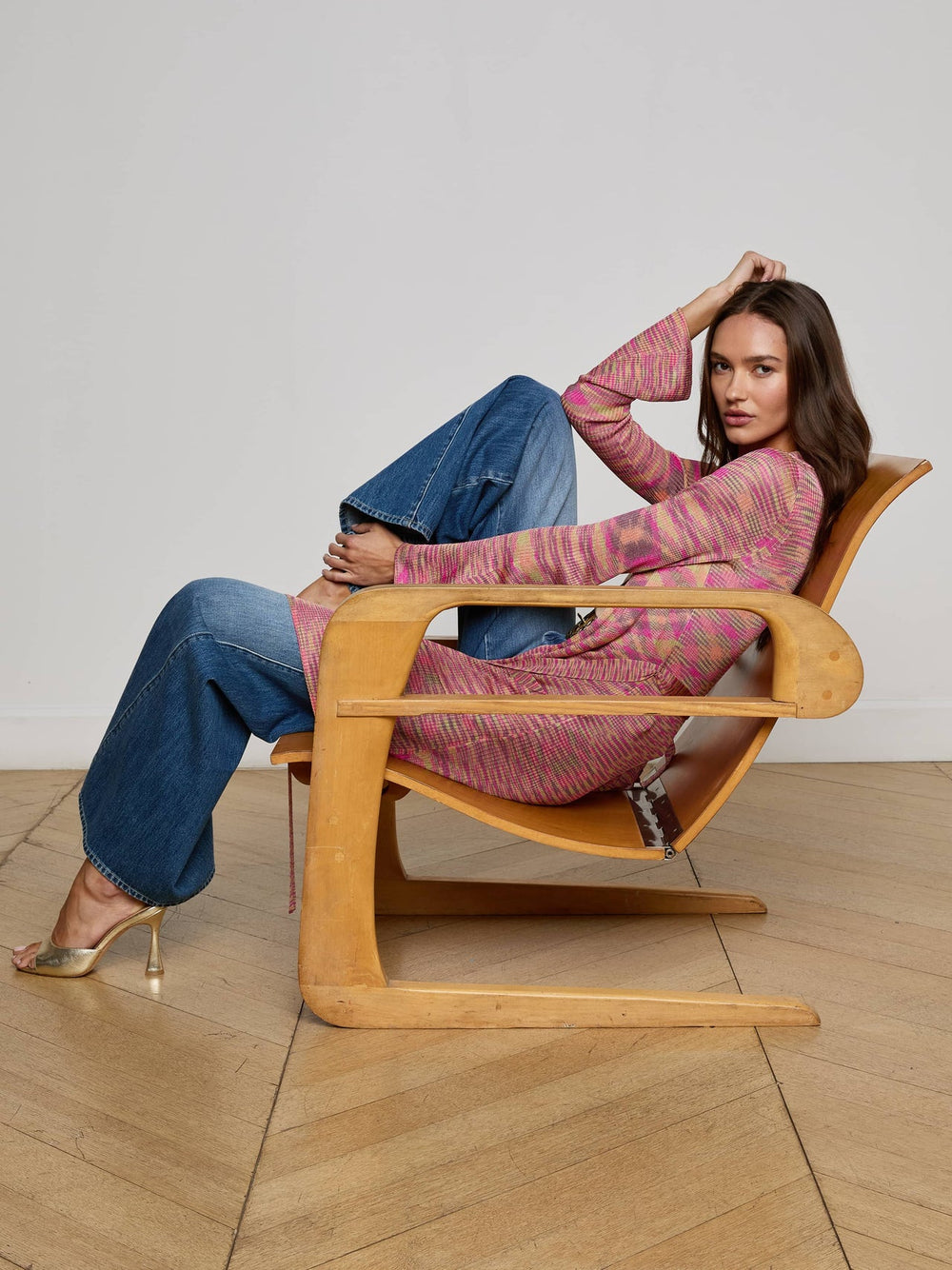 Neve Cardigan in Pink/Purple/Green Spacedye | L'AGENCE near me