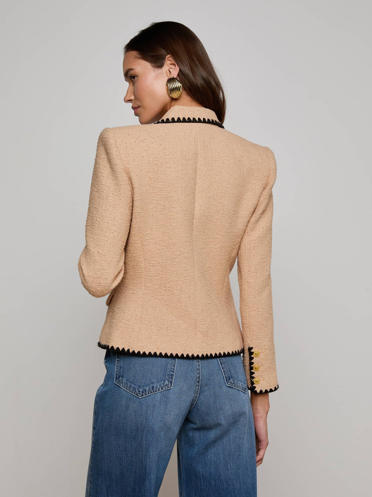 Wylla Tweed Blazer in Cappuccino/Black | L'AGENCE discount