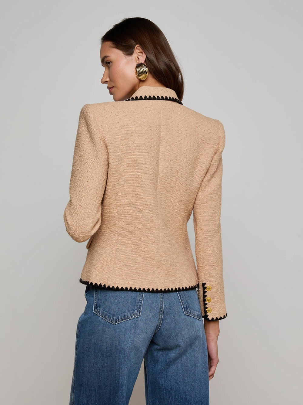 Wylla Tweed Blazer in Cappuccino/Black | L'AGENCE discount