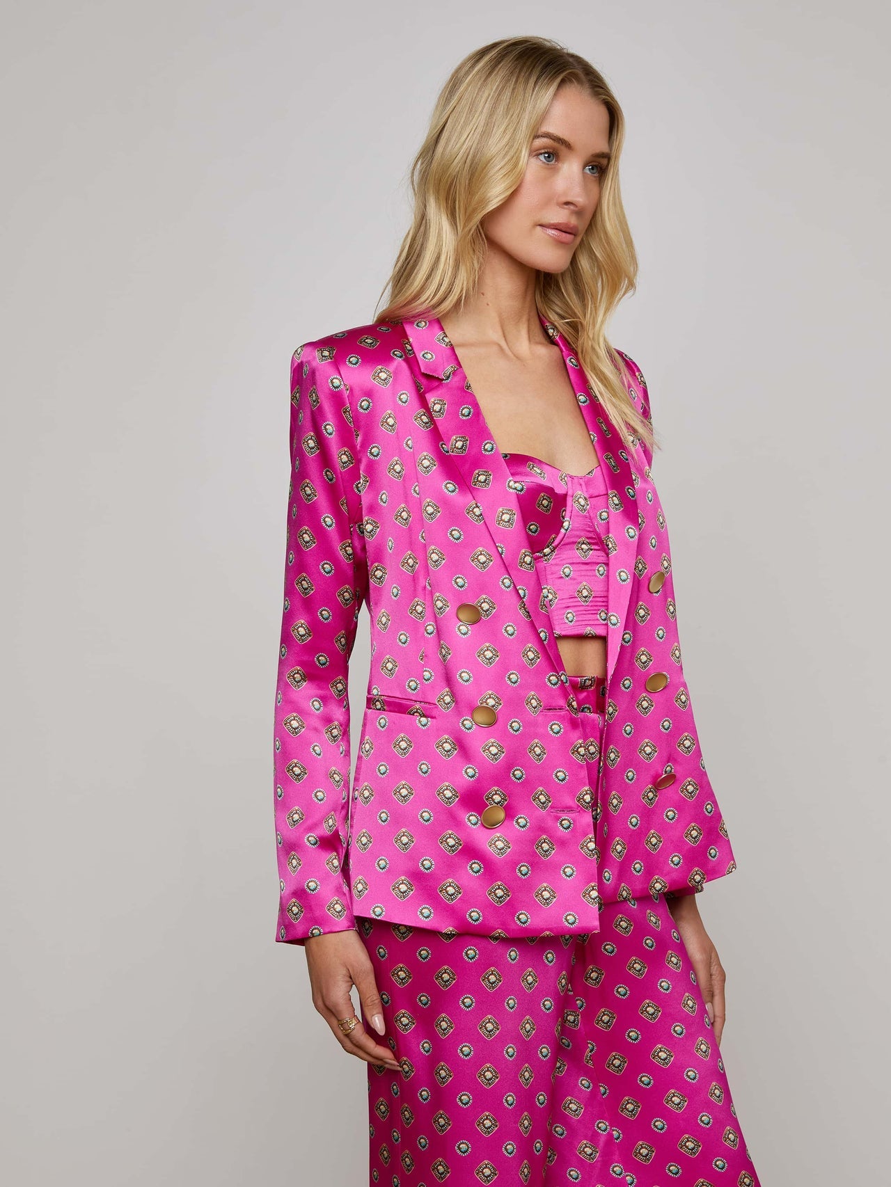 Colin Blazer in Fuchsia/Turquoise Southwestern Geo | L'AGENCE US