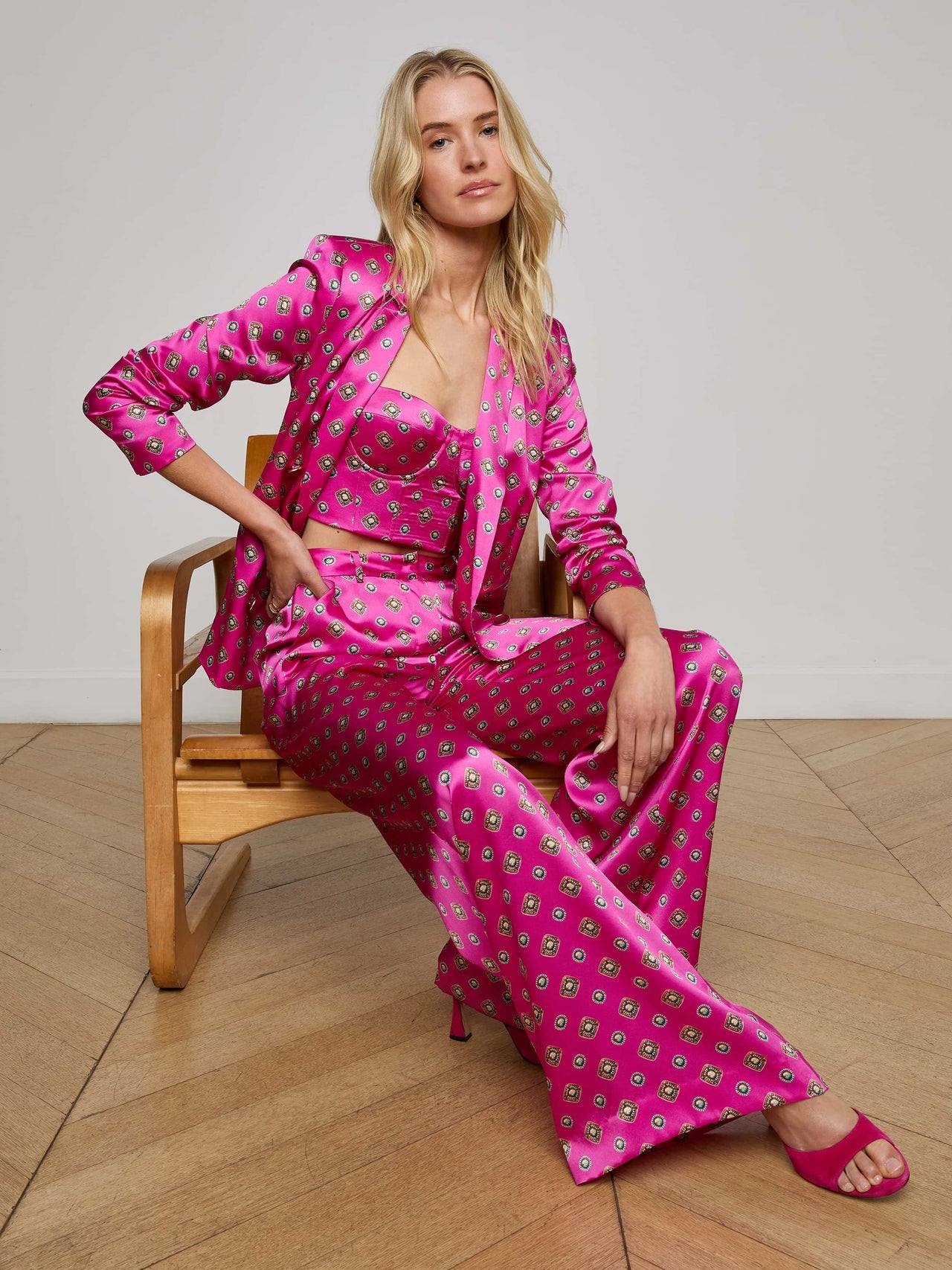 Colin Blazer in Fuchsia/Turquoise Southwestern Geo | L'AGENCE US