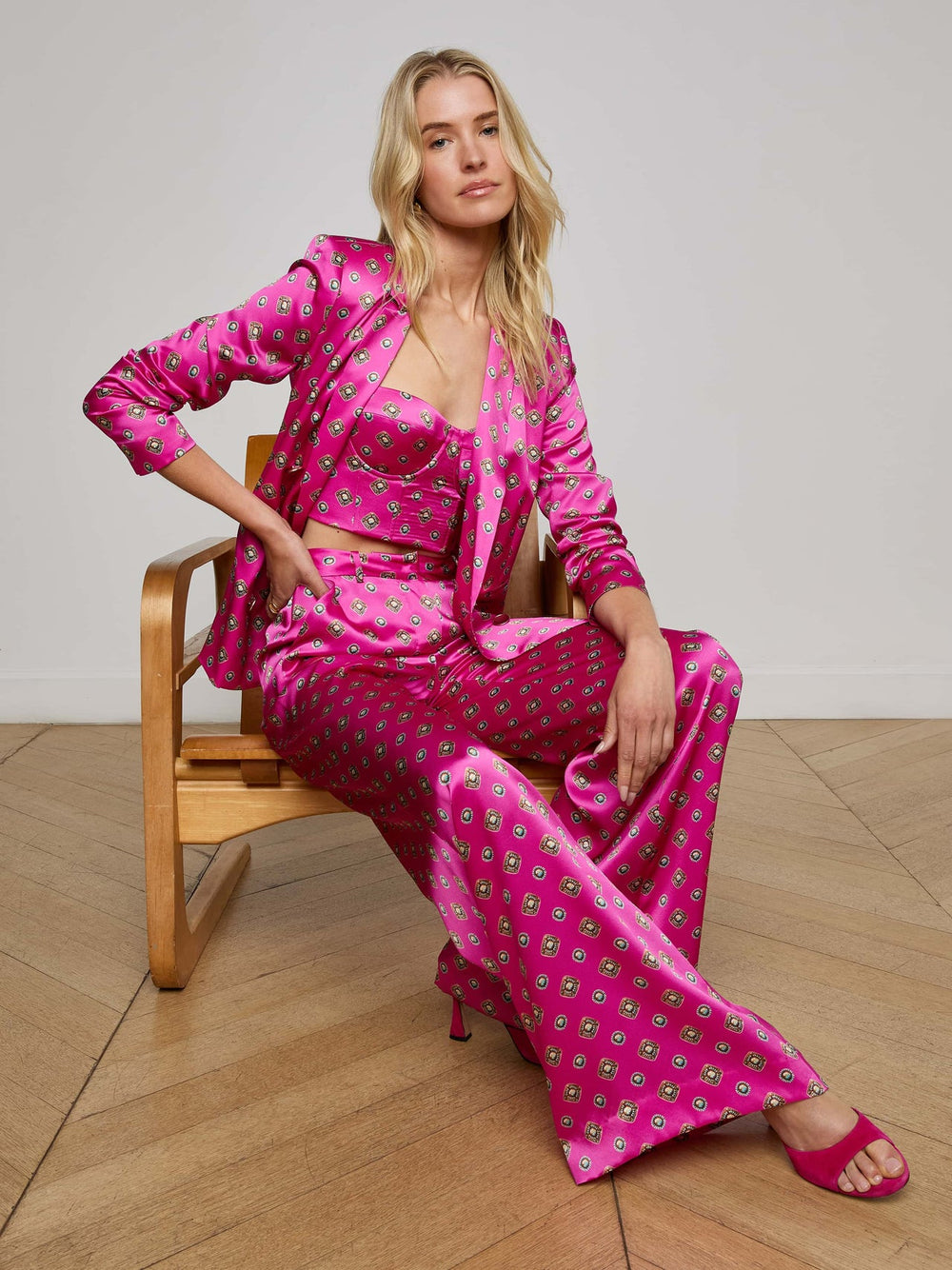 Colin Blazer in Fuchsia/Turquoise Southwestern Geo | L'AGENCE US