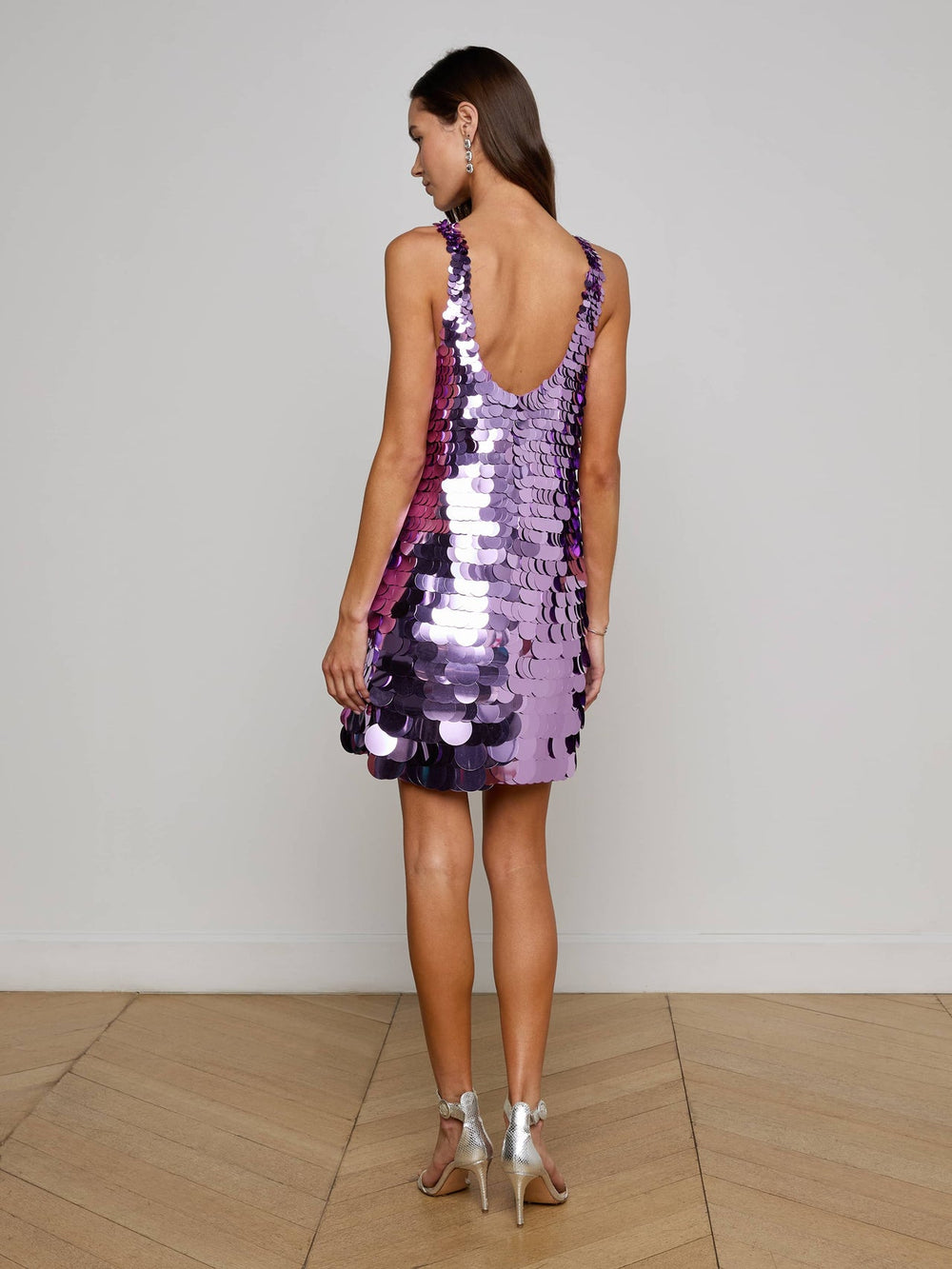 Andie Paillette Mini Dress in Purple Sequin | L'AGENCE Women