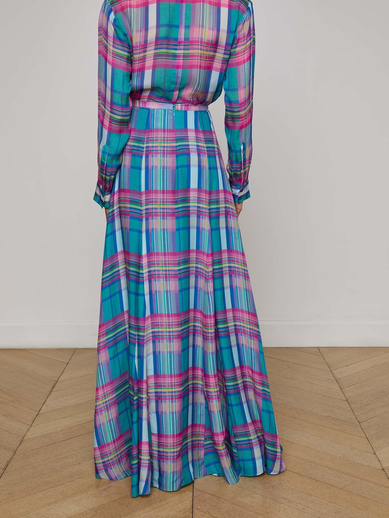 Patricia Plaid Maxi Skirt in Multi Colorful Plaid | L'AGENCE sale