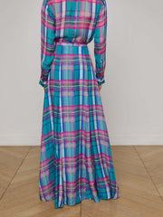 Patricia Plaid Maxi Skirt in Multi Colorful Plaid | L'AGENCE sale