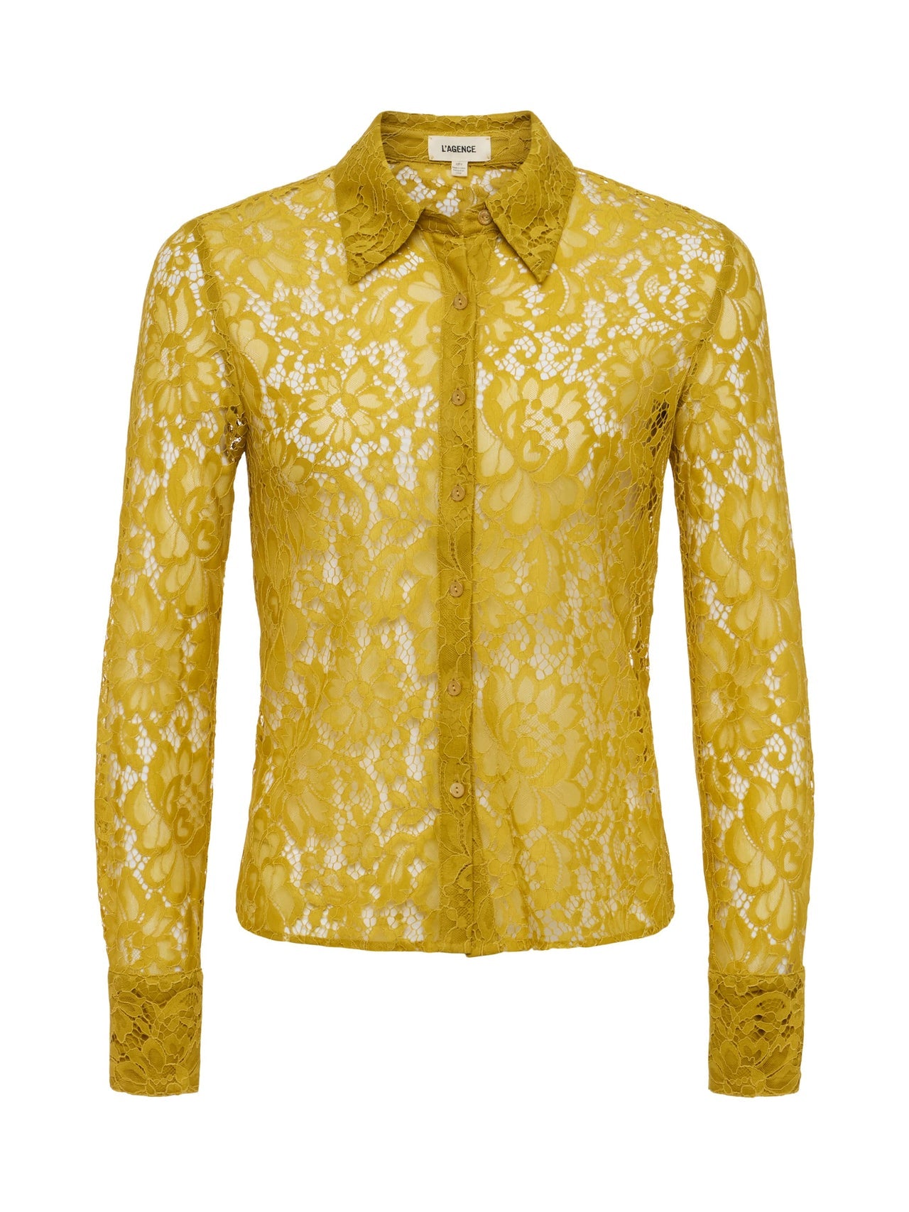 Maia Floral Lace Blouse in Ceylon Yellow Lace | L'AGENCE online