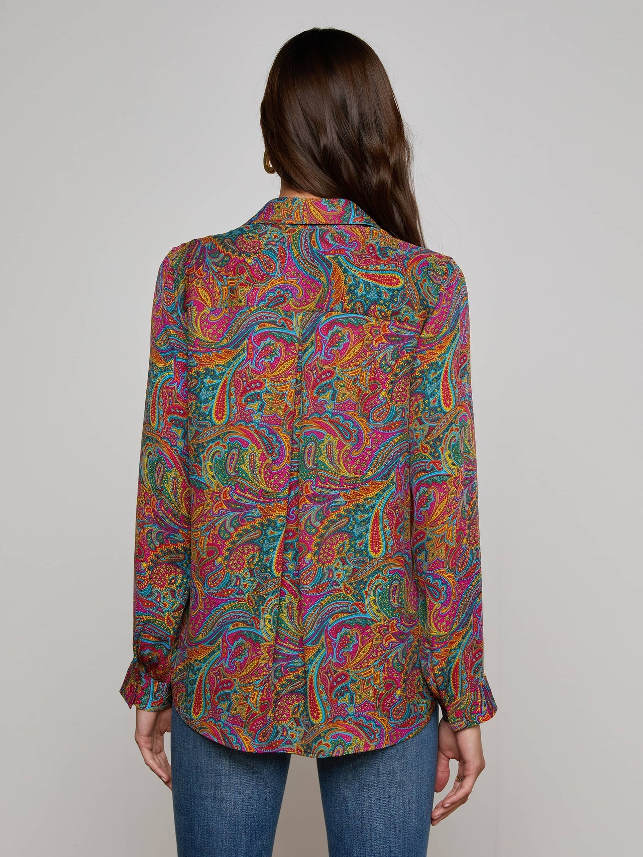 Nina Silk Blouse in Multi Santa Fe Paisley | L'AGENCE sale