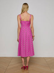 Esmeralda Poplin Dress in Fuchsia/Turquoise Southwestern Geo - L'AGENCE | L'AGENCE near me