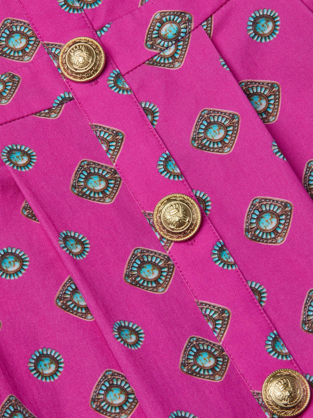 Esmeralda Poplin Dress in Fuchsia/Turquoise Southwestern Geo - L'AGENCE | L'AGENCE near me