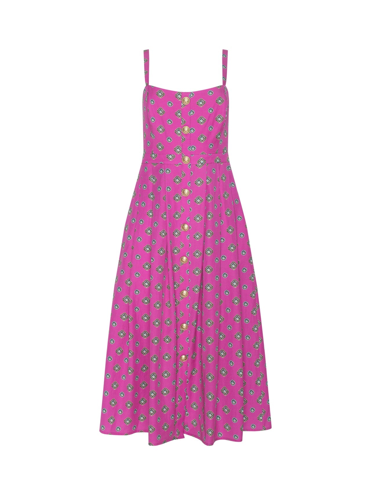 Esmeralda Poplin Dress in Fuchsia/Turquoise Southwestern Geo - L'AGENCE | L'AGENCE near me