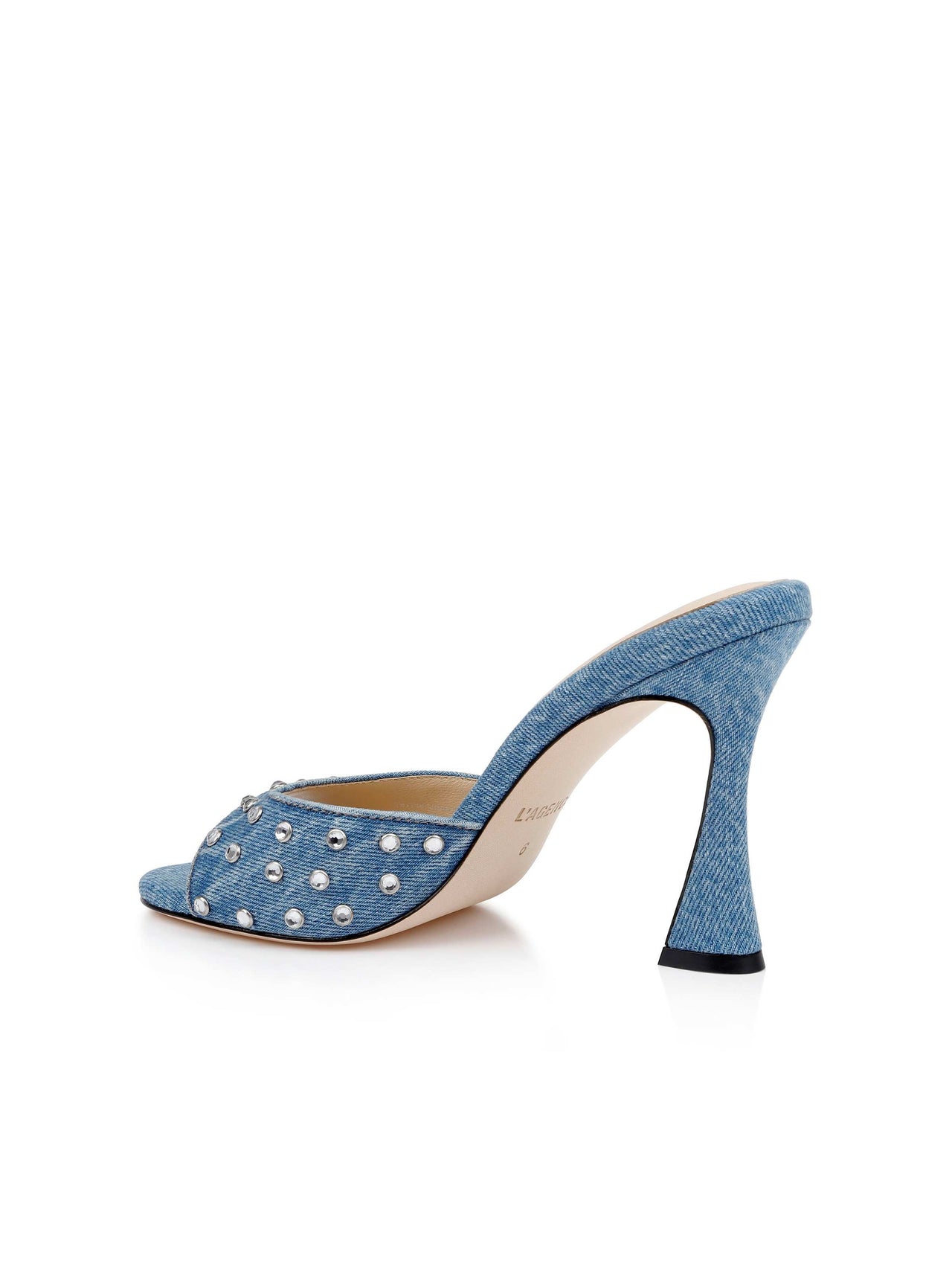 Lucienne Embellished Denim Mule in Light Blue Denim | L'AGENCE US