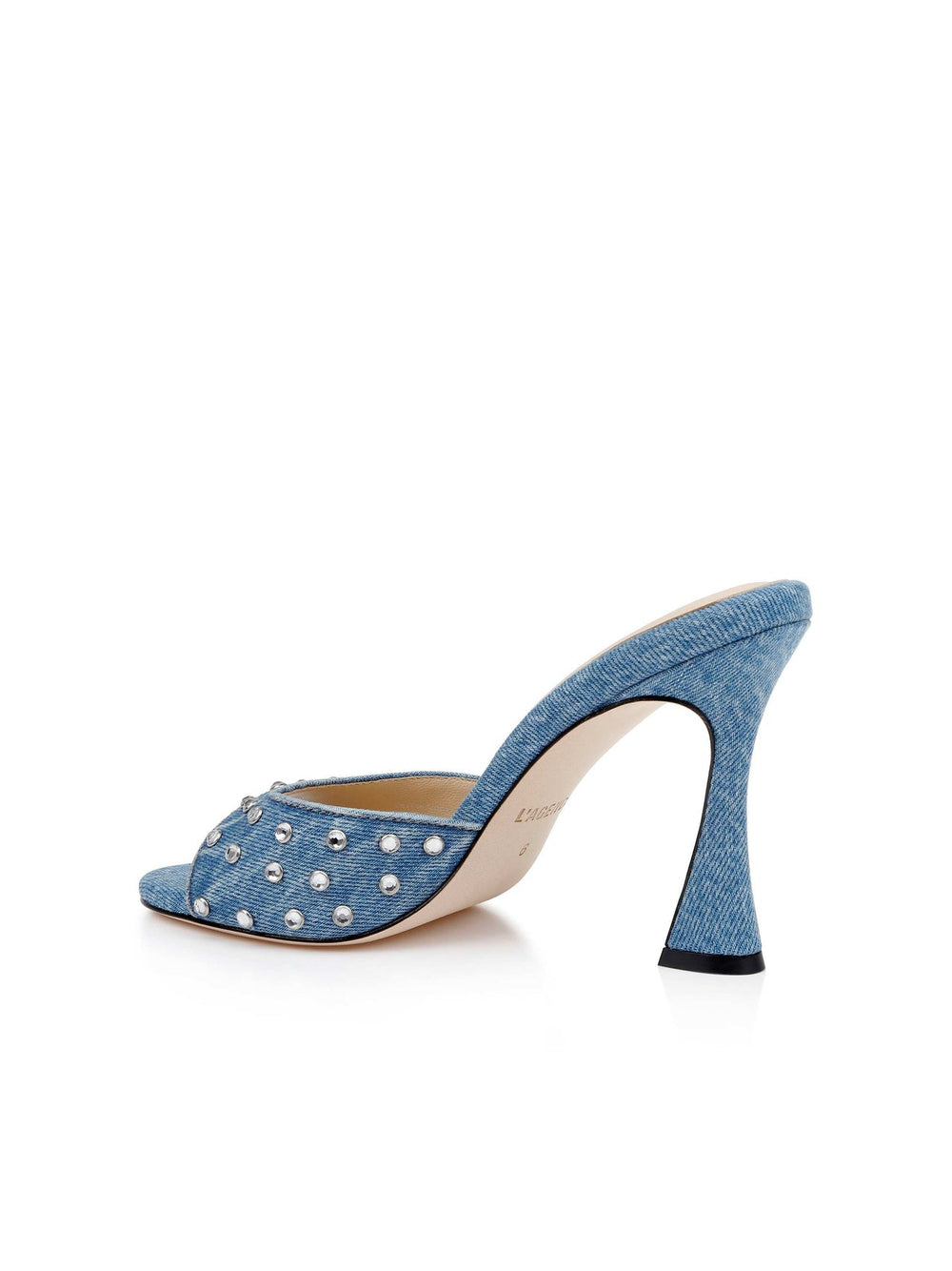 Lucienne Embellished Denim Mule in Light Blue Denim | L'AGENCE US