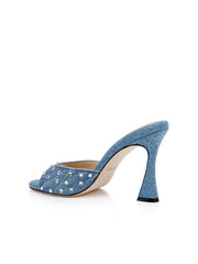 Lucienne Embellished Denim Mule in Light Blue Denim | L'AGENCE US