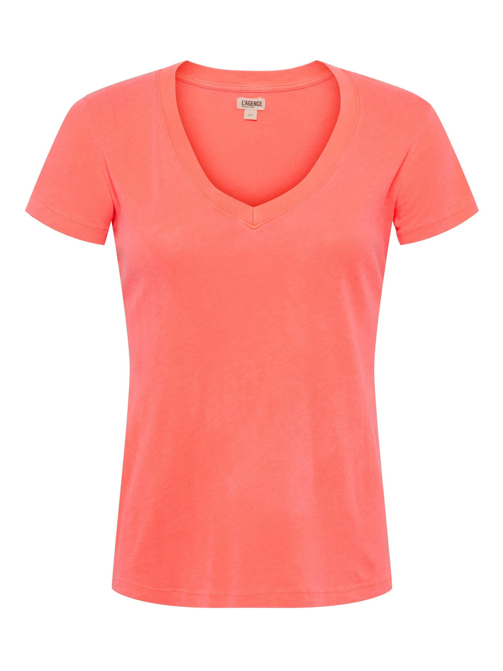 Becca Cotton V-Neck Tee in Coral | L'AGENCE sale