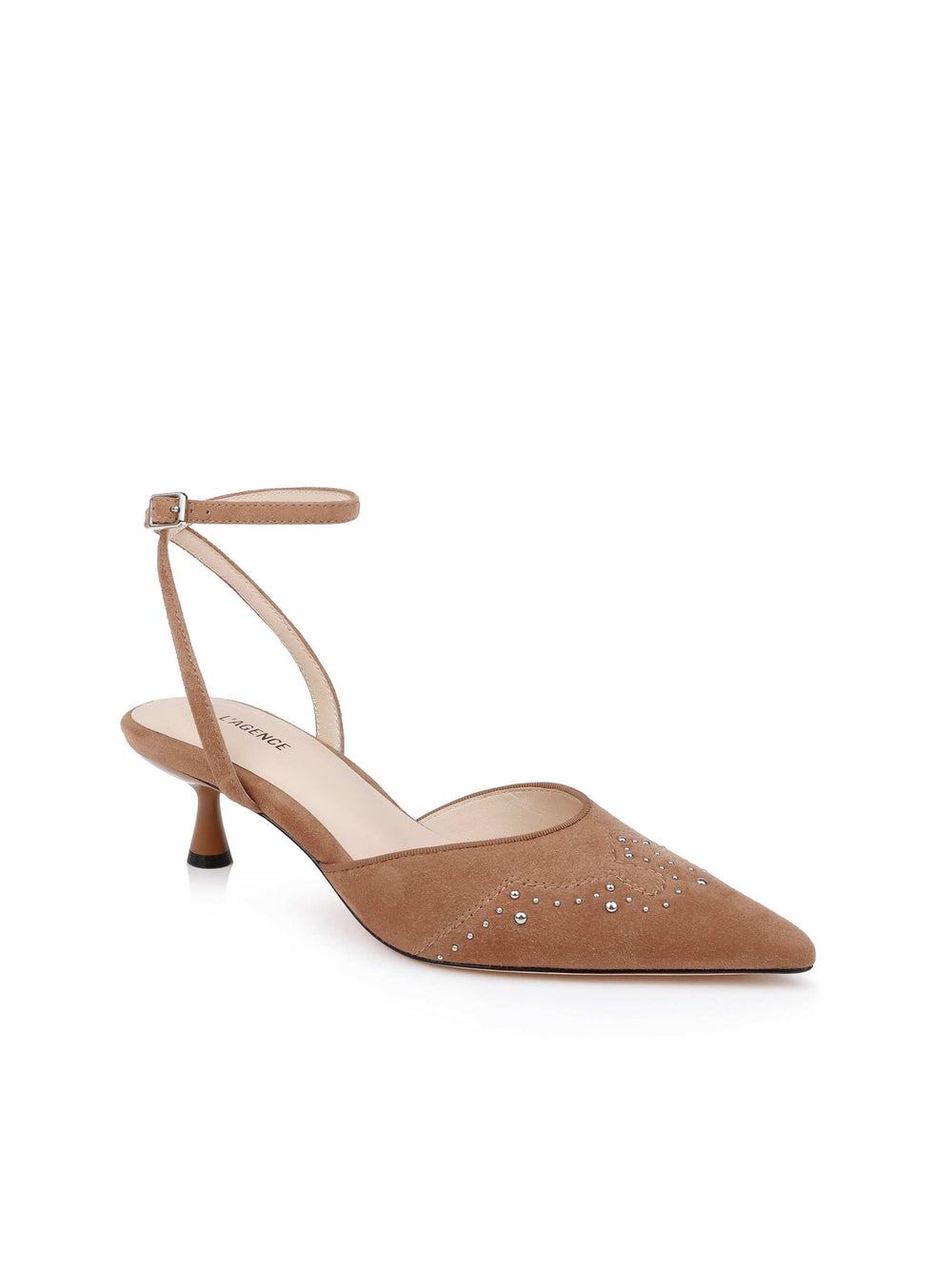 Liana Suede Kitten-Heel Mule in Sand Suede | L'AGENCE US