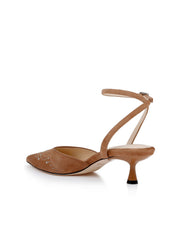 Liana Suede Kitten-Heel Mule in Sand Suede | L'AGENCE US