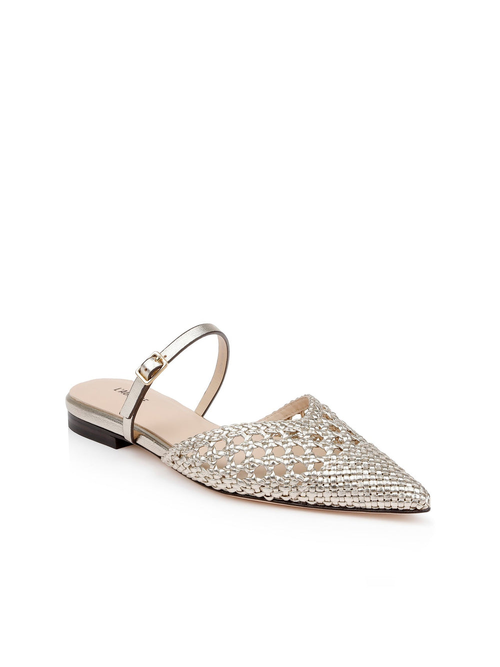 Jacklyn Leather Flat Mule in Gold Leather | L'AGENCE discount