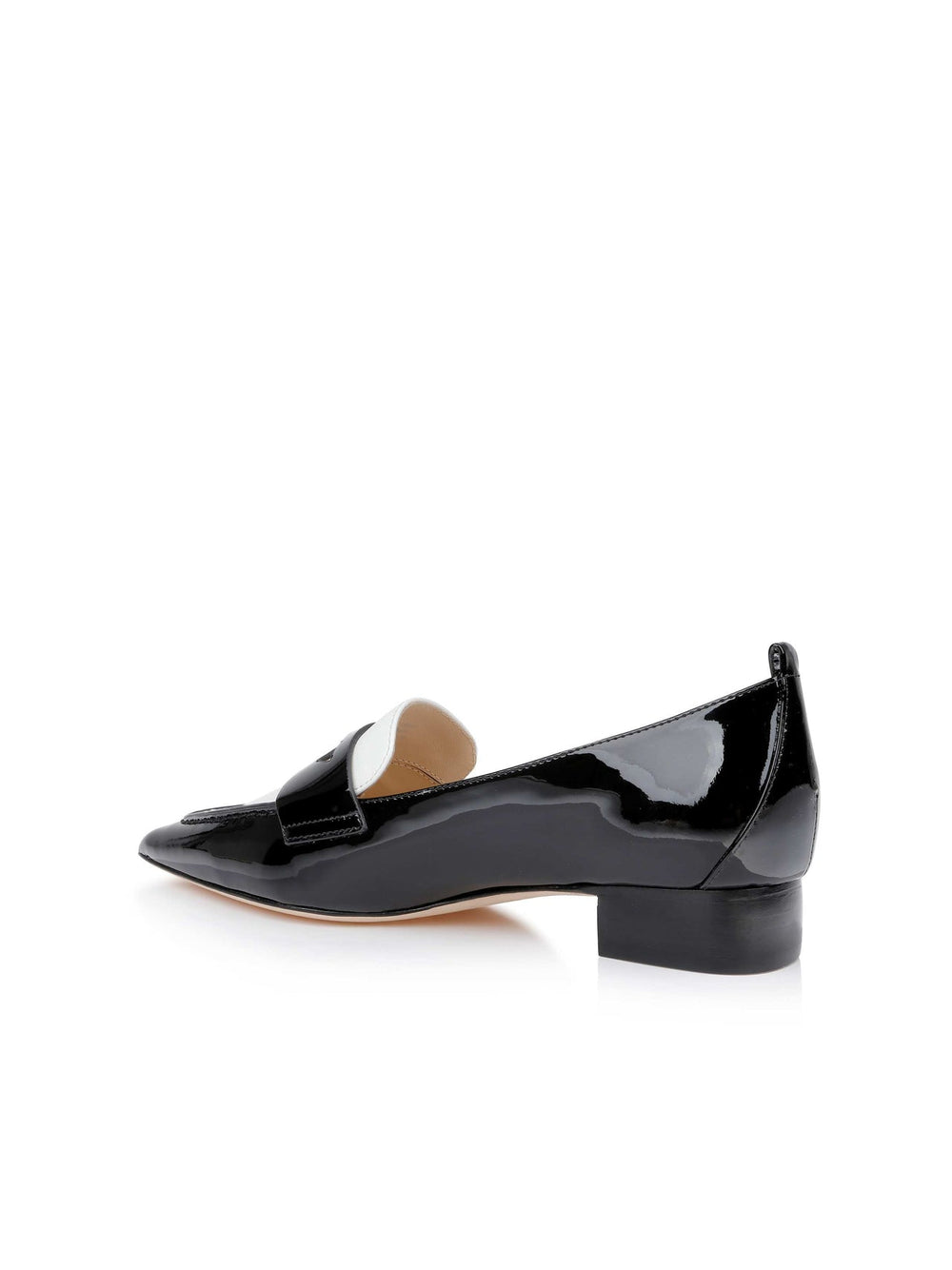 Maelys Patent Leather Loafer in Black/White Patent | L'AGENCE online