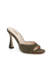 Avery Suede Open-Toe Mule in Olive Suede | L'AGENCE sale