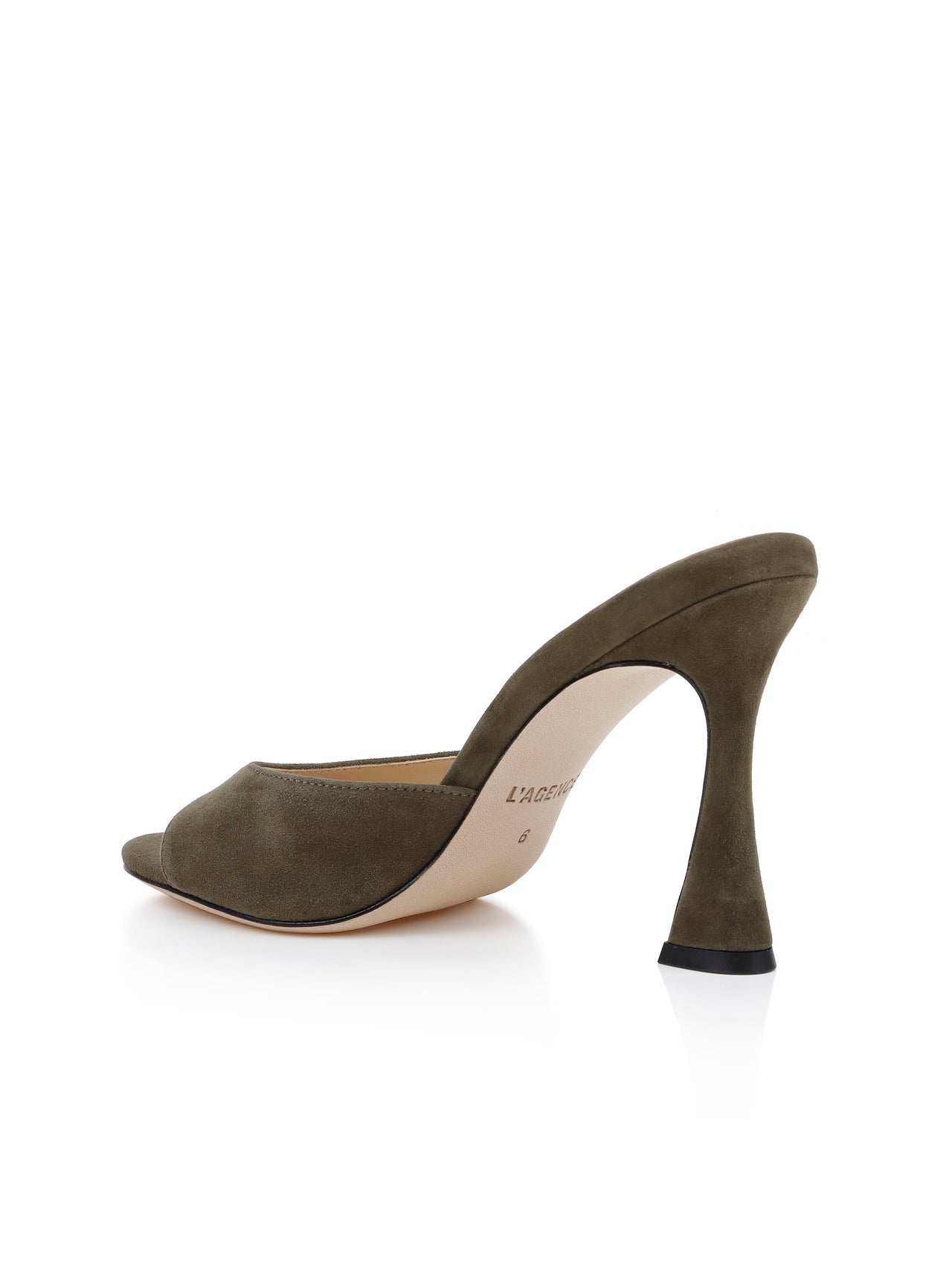 Avery Suede Open-Toe Mule in Olive Suede | L'AGENCE sale