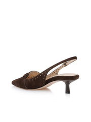 Lourdes Suede Slingback Pump in Dark Brown Suede | L'AGENCE near me