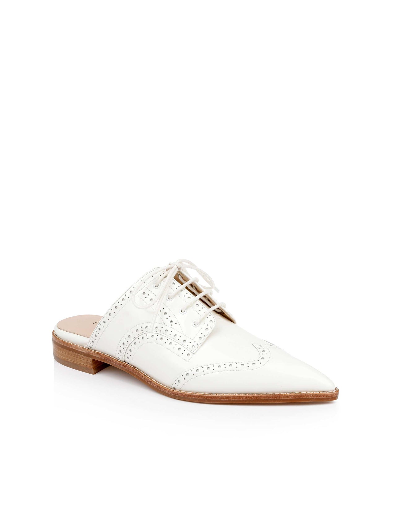 Lilou Leather Oxford Mule in Pearl Leather | L'AGENCE online