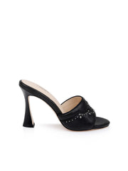Lille Leather Open-Toe Mule in Black Leather | L'AGENCE Women