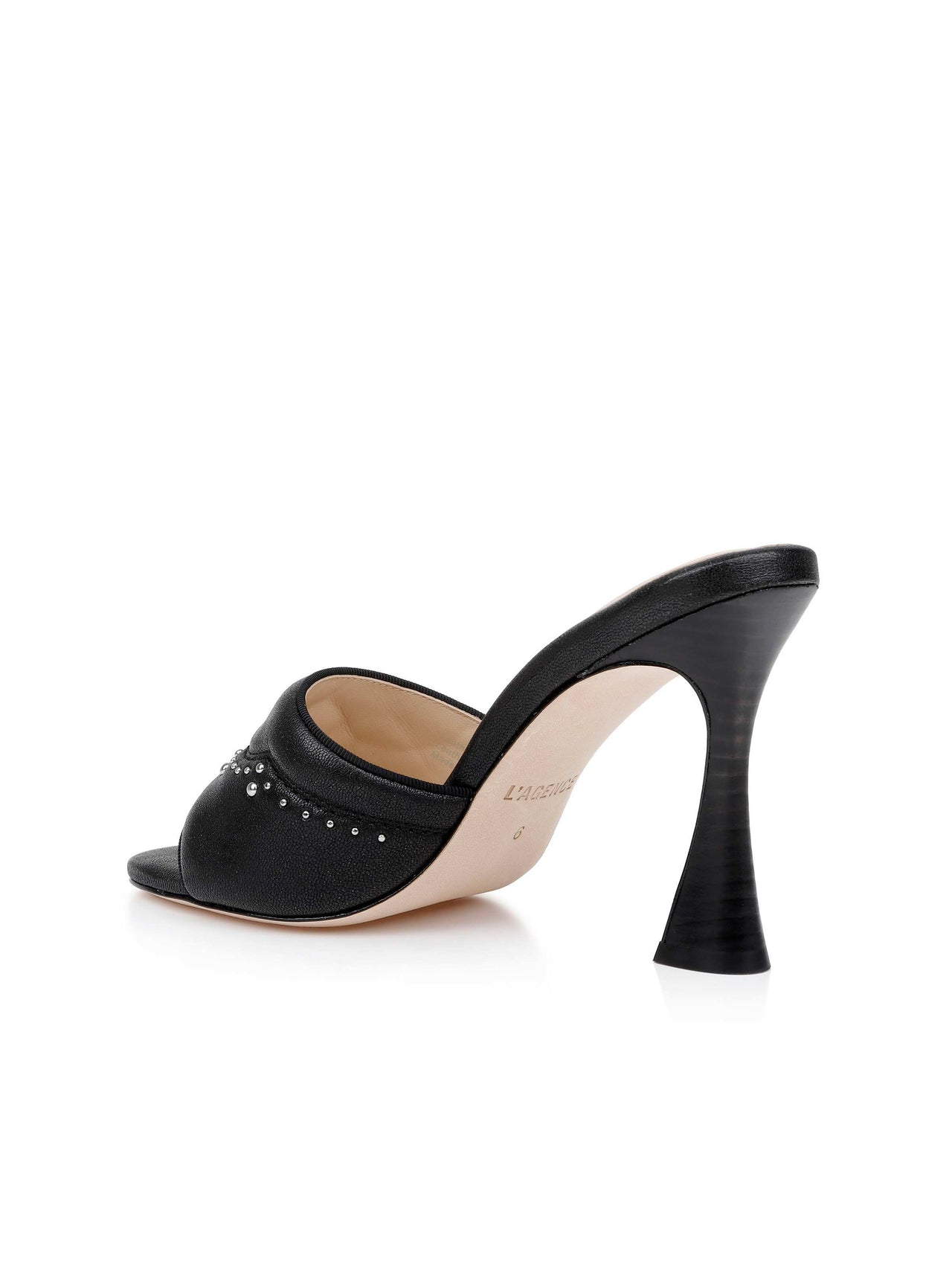 Lille Leather Open-Toe Mule in Black Leather | L'AGENCE Women