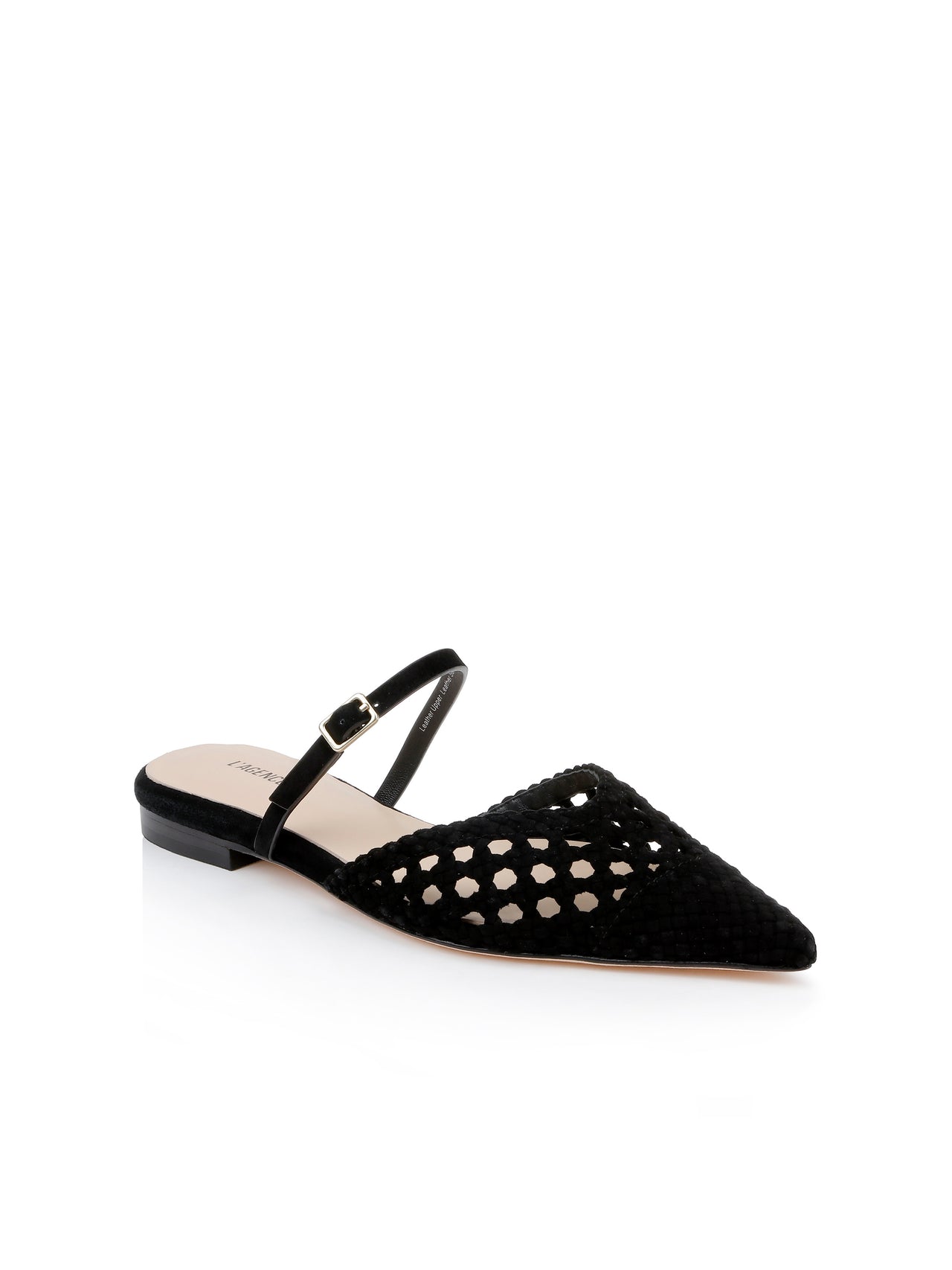 Jacklyn Suede Flat Mule in Black Suede | L'AGENCE US