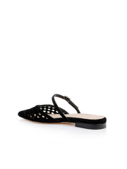 Jacklyn Suede Flat Mule in Black Suede | L'AGENCE US