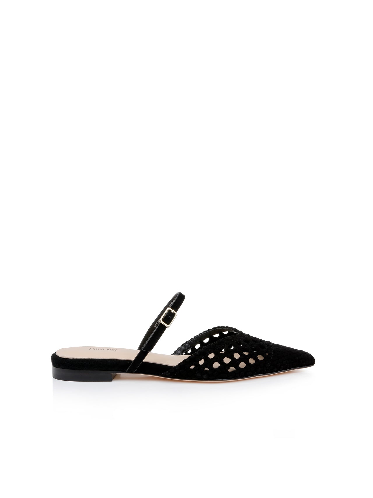 Jacklyn Suede Flat Mule in Black Suede | L'AGENCE US