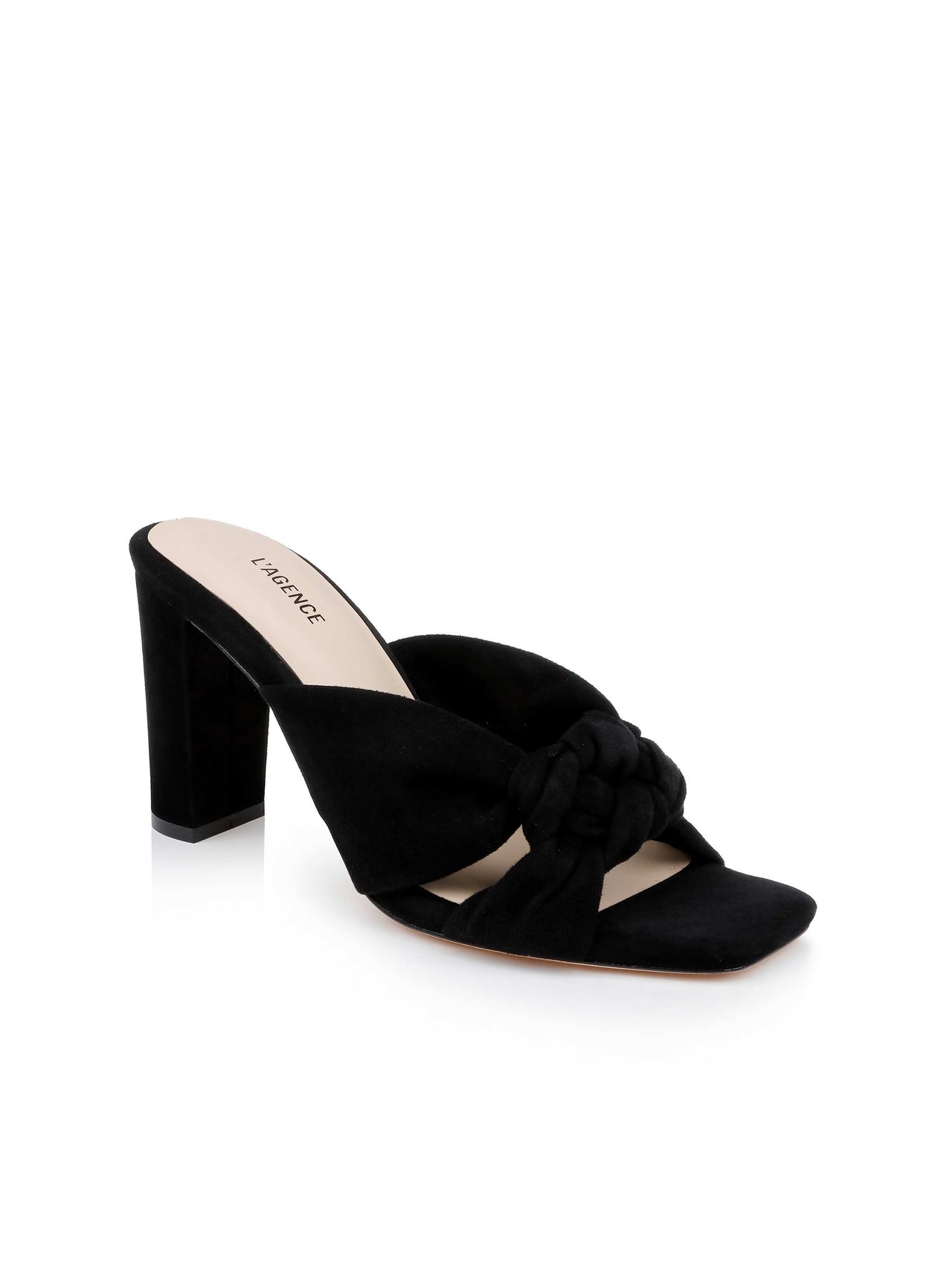 Leonie Suede Block-Heel Sandal in Black Suede | L'AGENCE near me