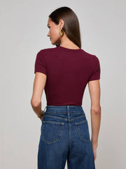 Ressi Fitted Tee in Dark Port | L'AGENCE Women